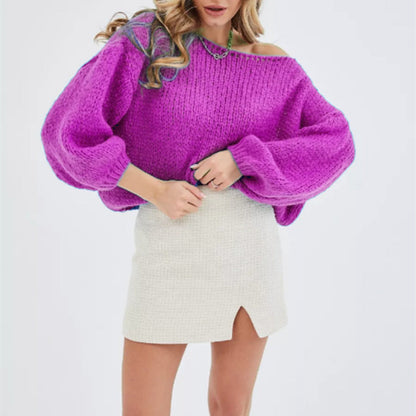 Pull doux épaules dénudées tendance grande taille pour femme