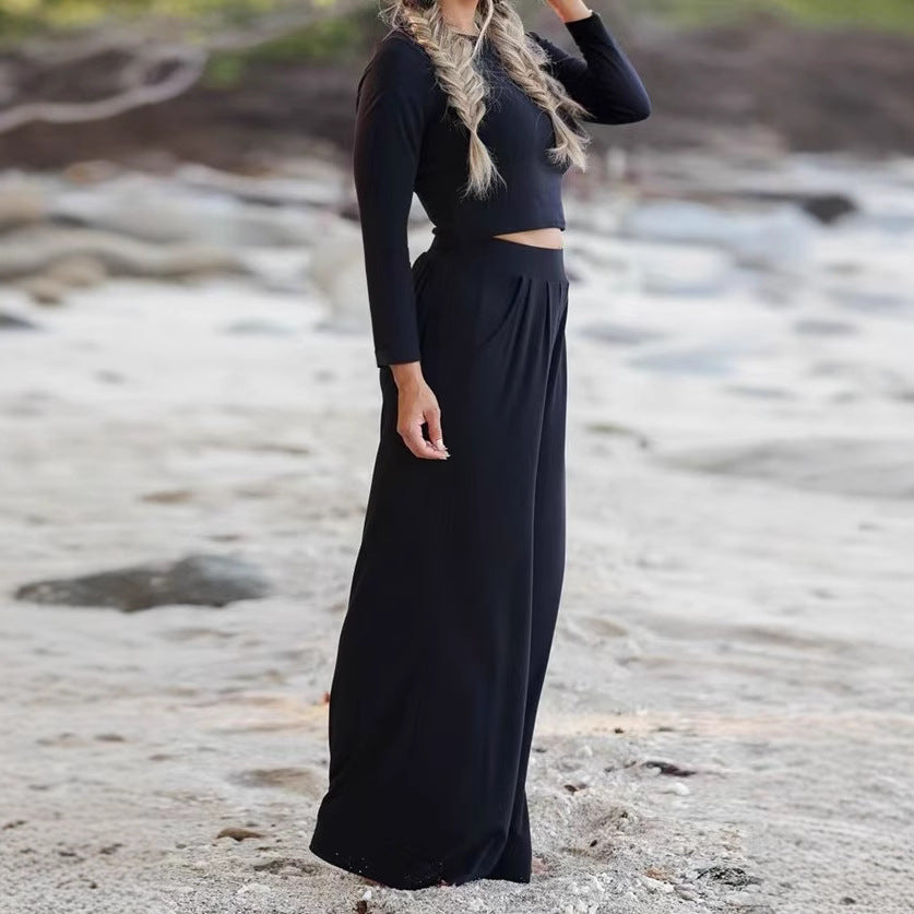 Ensemble décontracté femme : crop top et pantalon ample