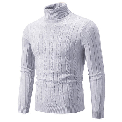 Pull en maille homme col roulé torsadé classique