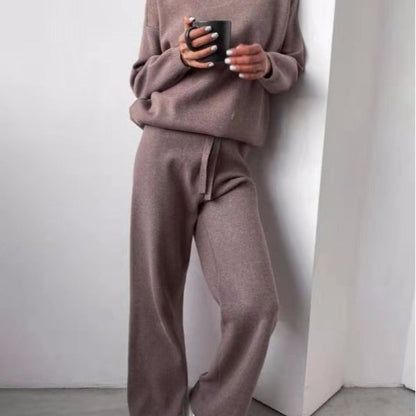 Ensemble tricoté femme Pantalon large Col rond élégant