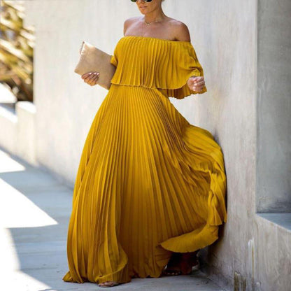 Robe longue femme bustier plissée élégante