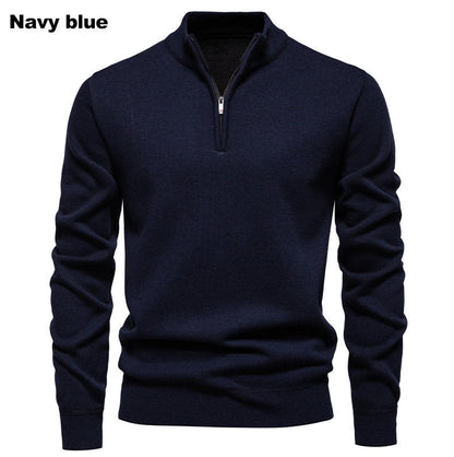 Pull en tricot pour homme, col montant court zippé, élégant