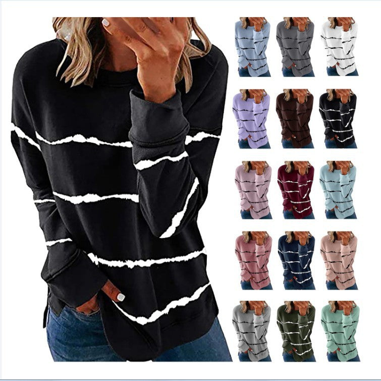 Damen Sweatshirt Streifenmuster Modern Style - IdealeKleiden
