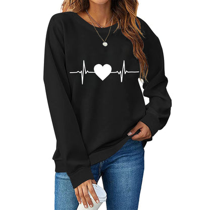 Sweat-shirt pour femme avec motif cœur tendance