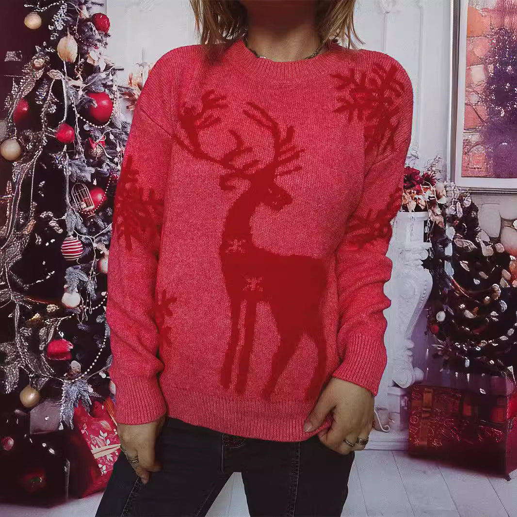 Pull de Noël festif pour femme motif renne
