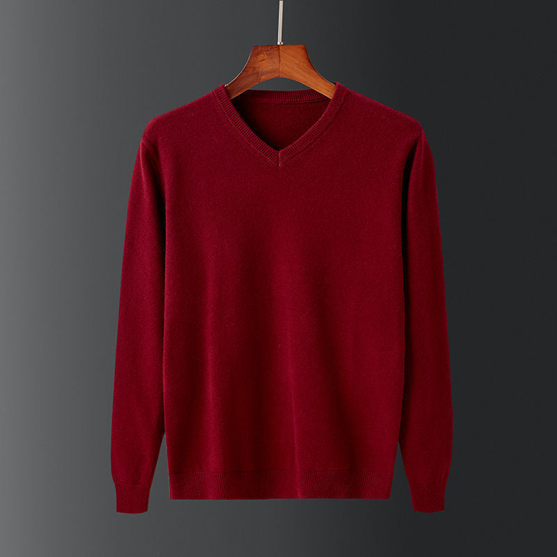 Pull pour homme col V en laine fine Élégance