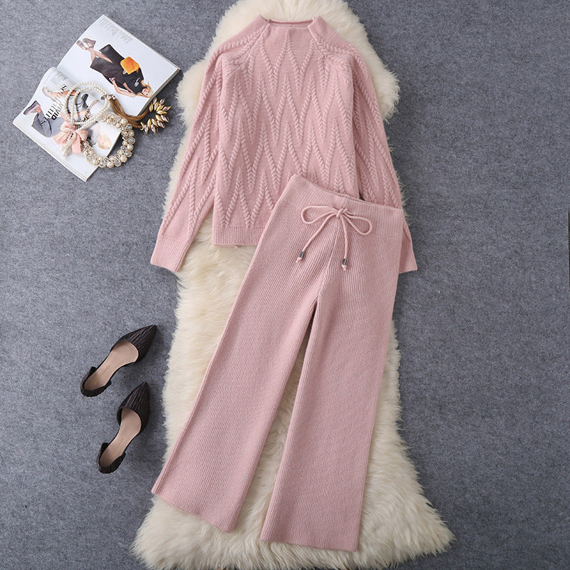 Ensemble tricoté pour femme, pantalon ample et pull confortable