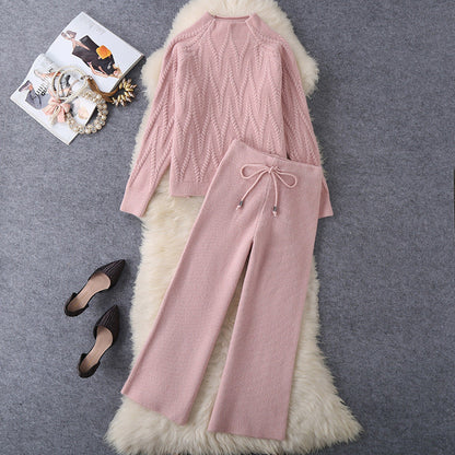 Ensemble tricoté pour femme, pantalon ample et pull confortable