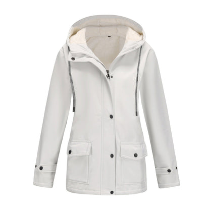 Veste d'hiver pour femme chaude polaire capuche extérieur
