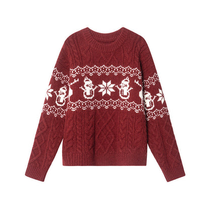Pull de Noël femme festif motif bonhomme de neige