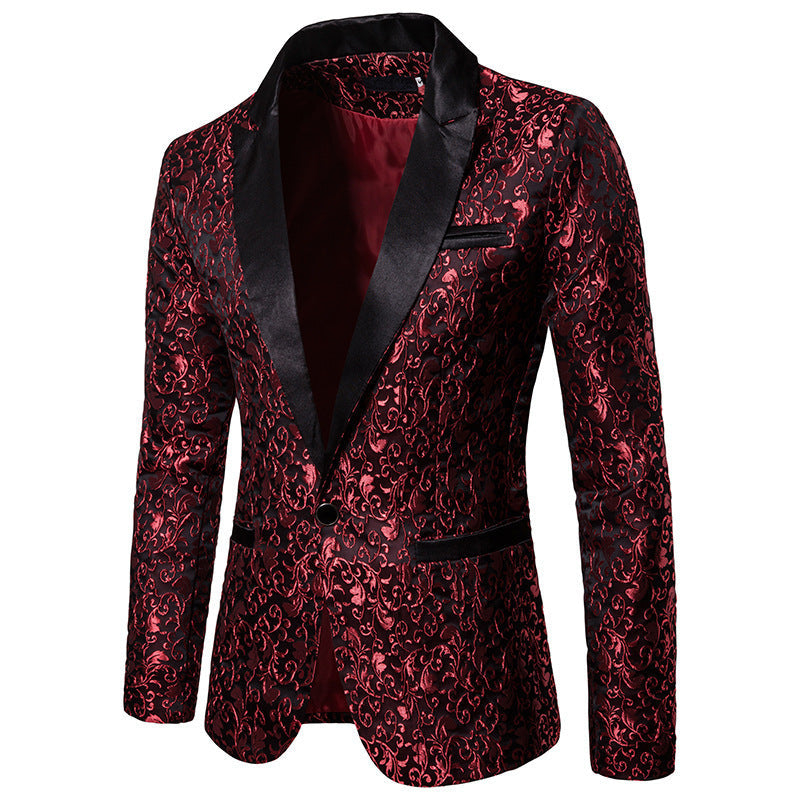 Blazer en velours pour homme, motif élégant, noir