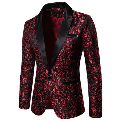 Blazer en velours pour homme, motif élégant, noir