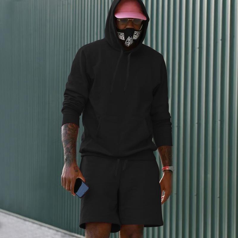 Ensemble de sport pour hommes, sweat à capuche, short, confortable