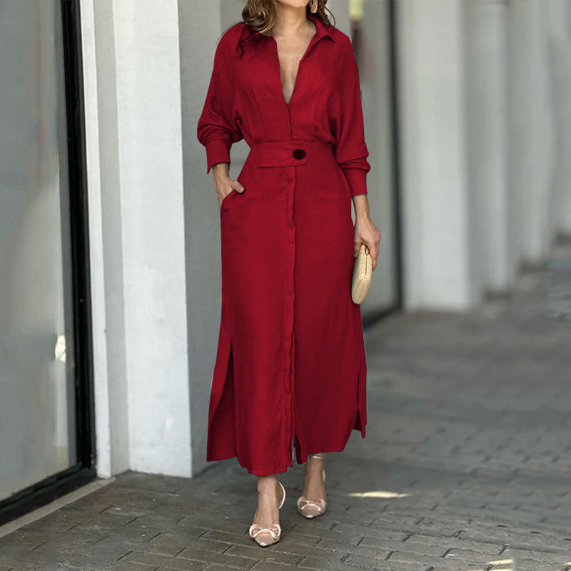 Robe longue élégante en lin pour femme