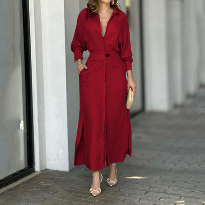Robe longue élégante en lin pour femme