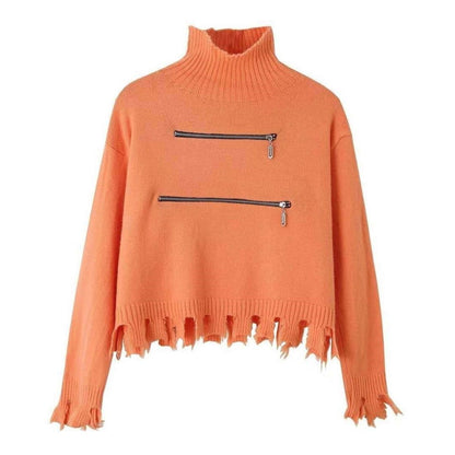 Pull pour femme moderne asymétrique à franges