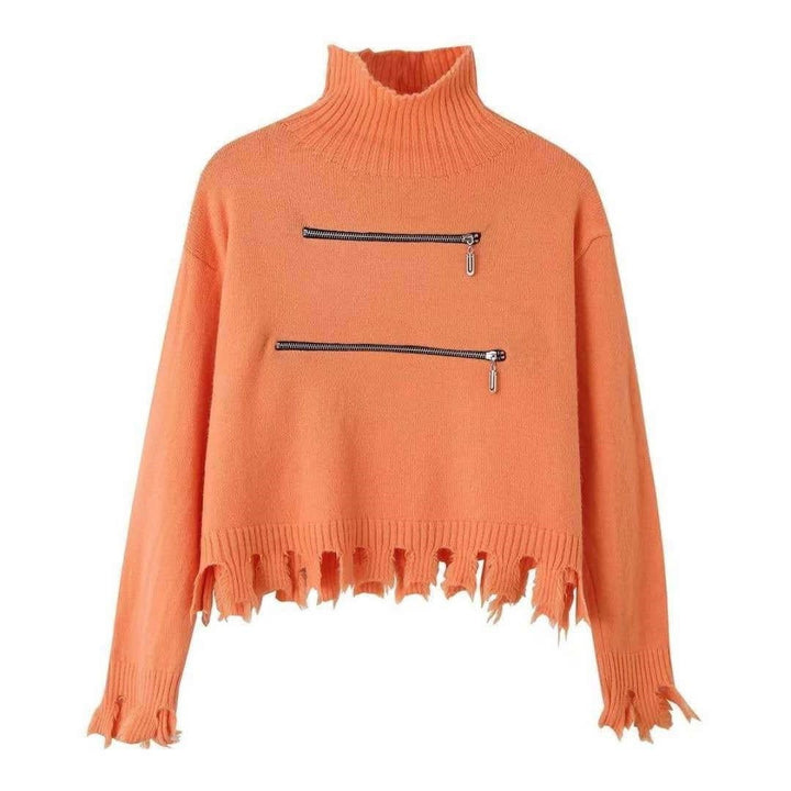 Pull pour femme moderne asymétrique à franges