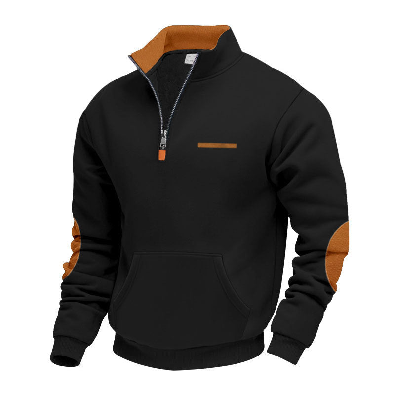 Pull à capuche pour homme moderne avec demi-zip coloré