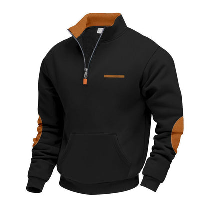Pull à capuche pour homme moderne avec demi-zip coloré