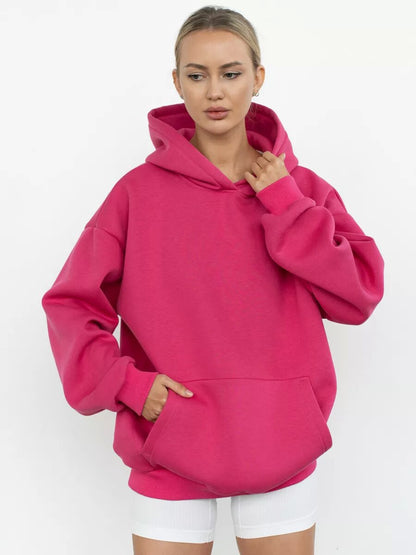 Grand Sweat à Capuche Doux et Moelleux pour Femmes avec Poche Kangourou