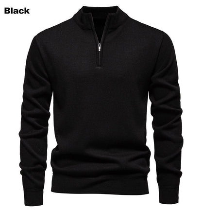 Pull en tricot pour homme, col montant court zippé, élégant