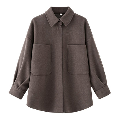 Veste en laine oversize femme avec poches et design chic