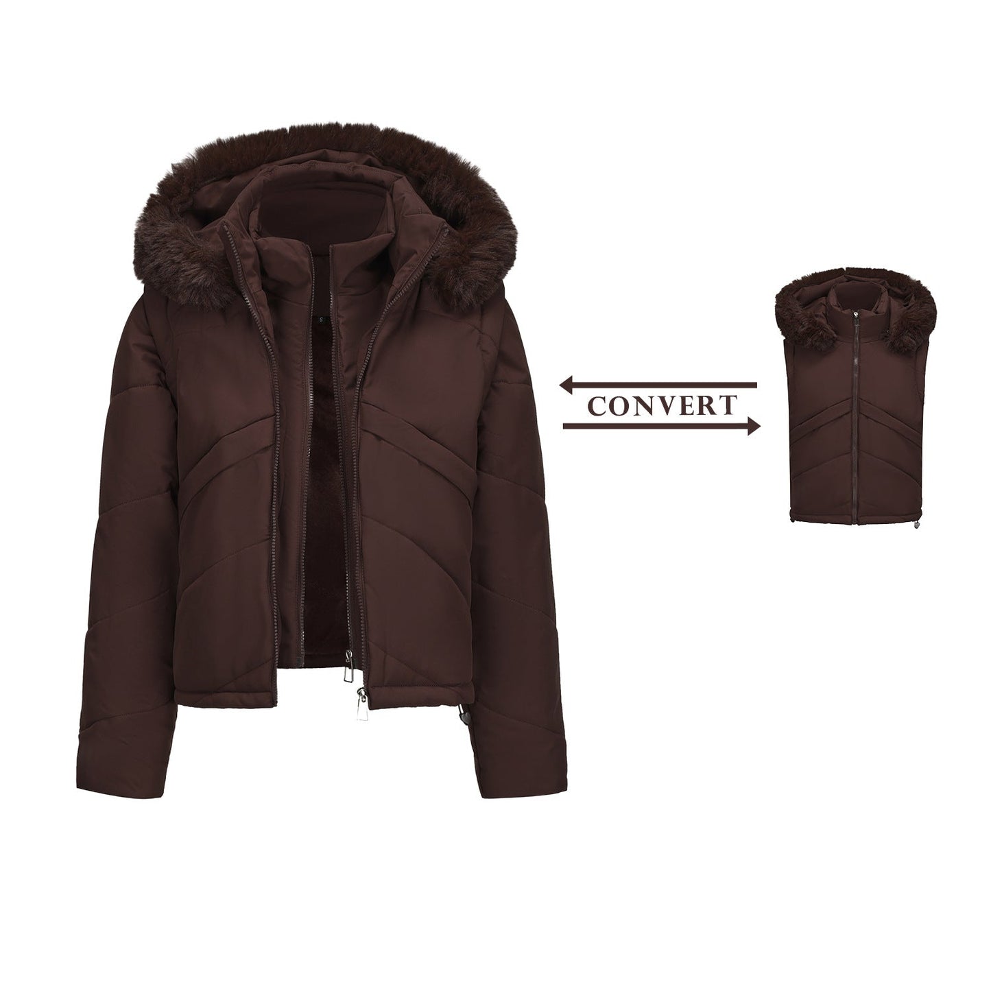 Manteau réversible femme en fausse fourrure, moderne