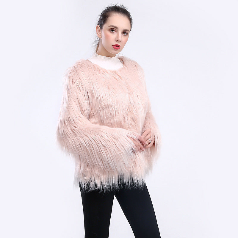 Manteau en fausse fourrure pour femmes Doux Manches longues Élégant