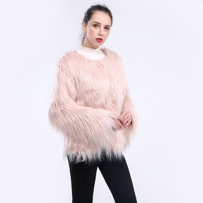Manteau en fausse fourrure pour femmes Doux Manches longues Élégant