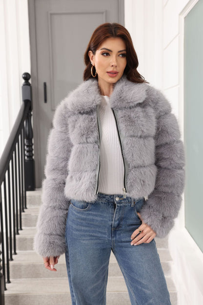 Manteau d'hiver élégant en fausse fourrure pour femmes