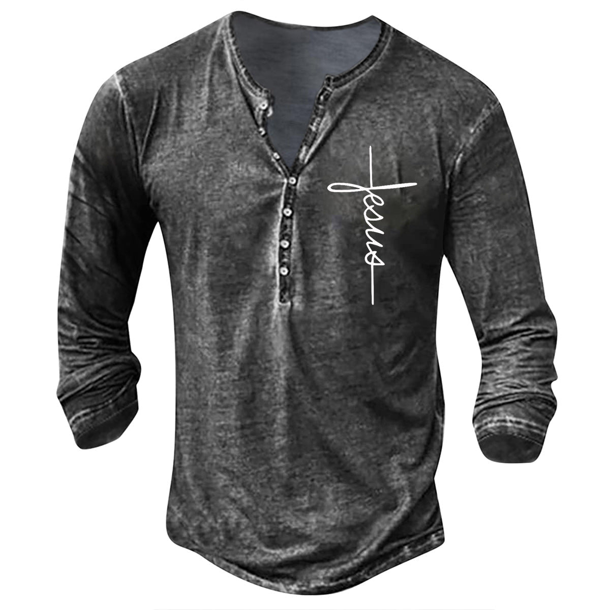 T-shirt manches longues homme imprimé graphique tendance décontracté
