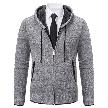 Herren Strickjacke Kapuze Weich Futter Winter - IdealeKleiden