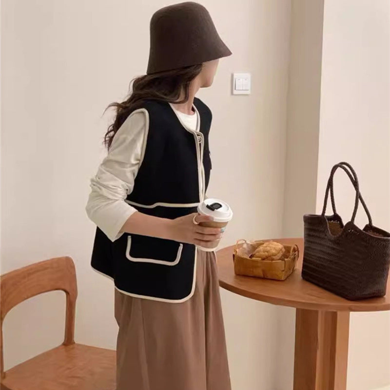 Gilet femme Chic Poches contrastantes Design élégant