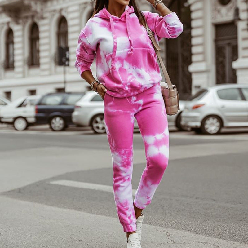 Ensemble de jogging décontracté pour femme style tie-dye
