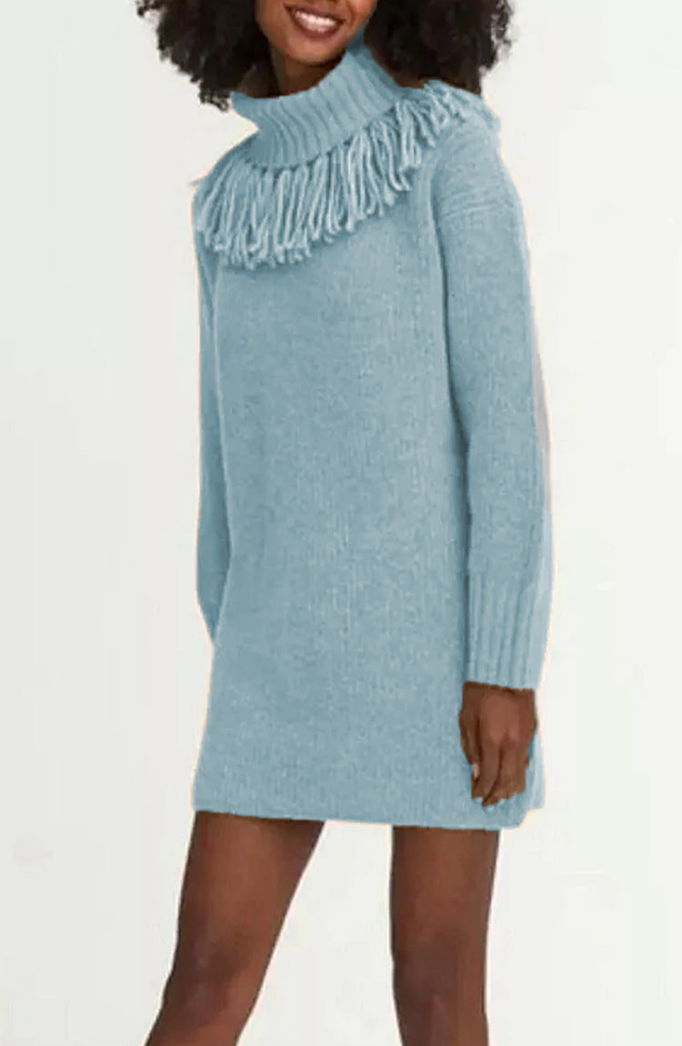 Robe pull élégante à col roulé pour femme