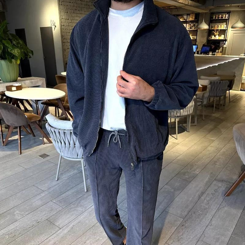 Ensemble en velours côtelé pour homme Confortable, respirant, fermeture éclair