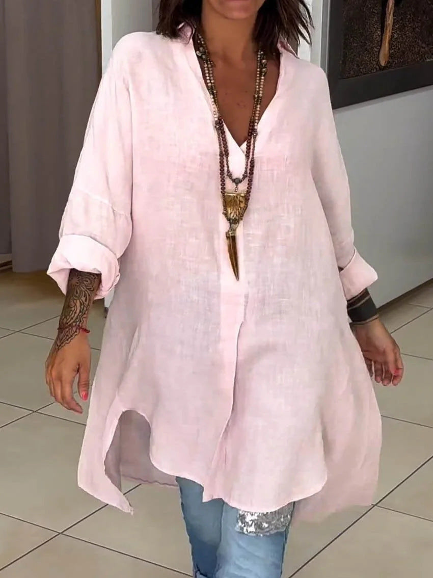 Tunique en lin élégante asymétrique pour femme