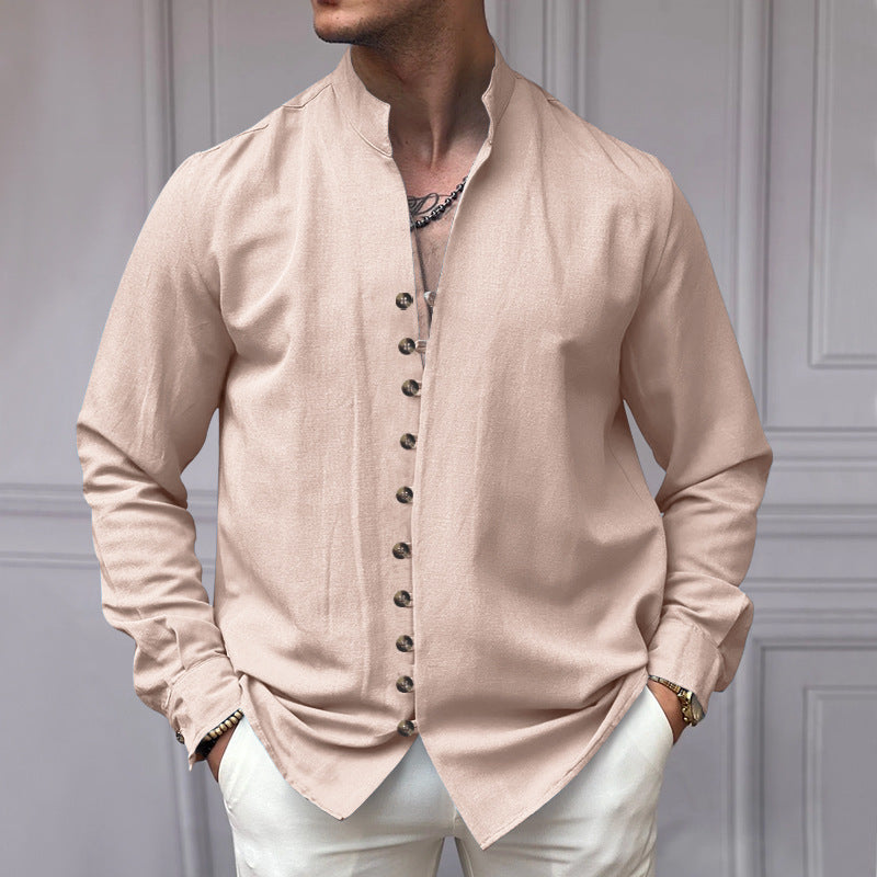 Chemise homme à manches longues moderne boutonnée design élégant