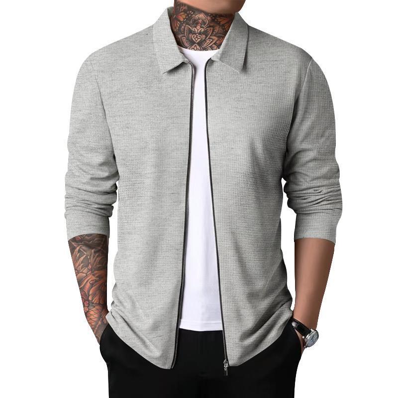 Veste d'extérieur pour homme, fermeture éclair, motif texturé