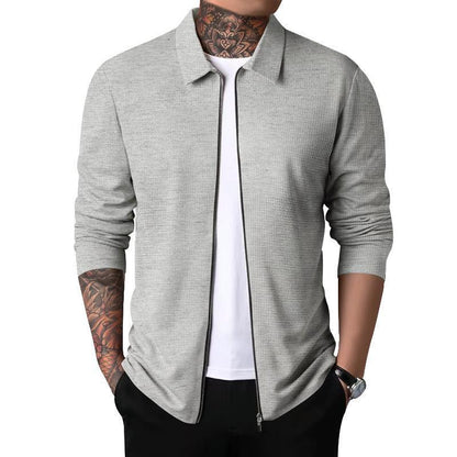 Veste d'extérieur pour homme, fermeture éclair, motif texturé