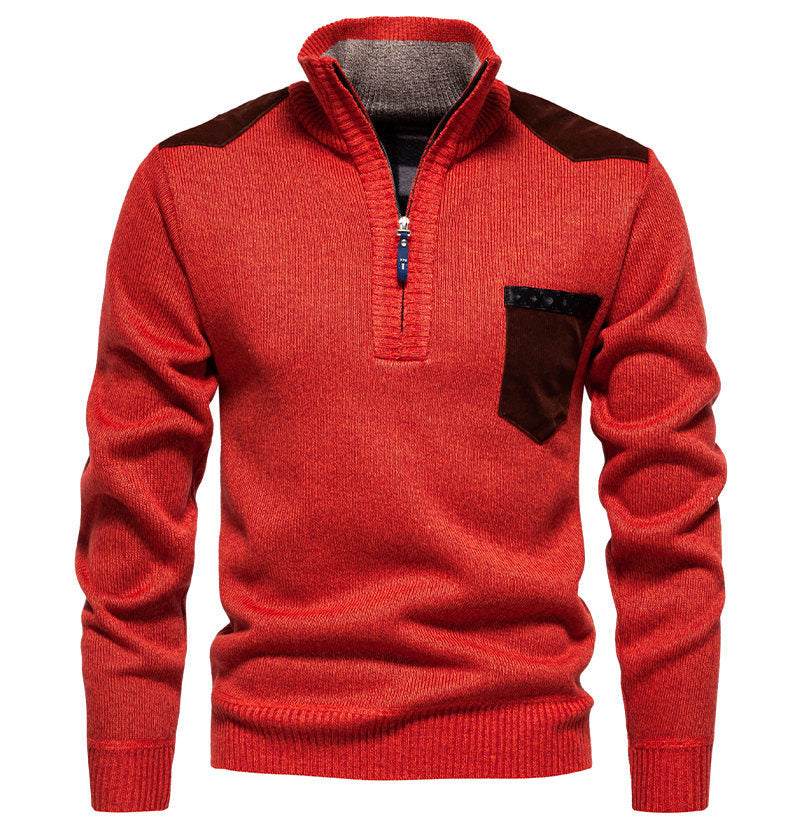 Pull Homme Moderne Col Semi-Montant Design Élégant