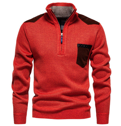 Pull Homme Moderne Col Semi-Montant Design Élégant