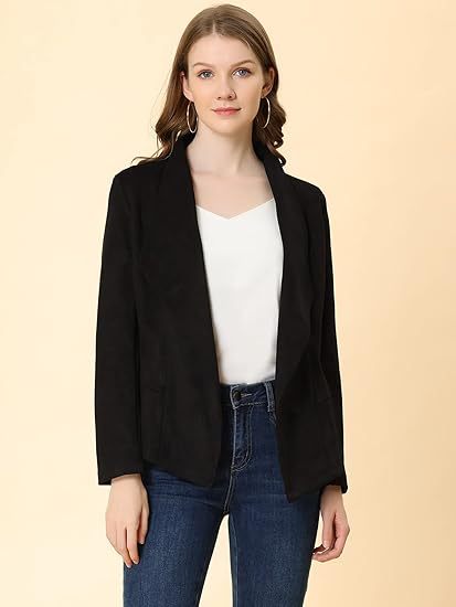 Veste en cuir tendance pour femme, coupe ouverte, avec poches