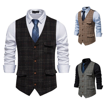 Gilet Homme Élégant Motif Carreaux Pratique