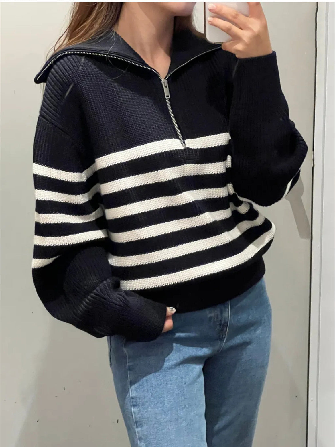 Pull en maille pour femme - Marine chic