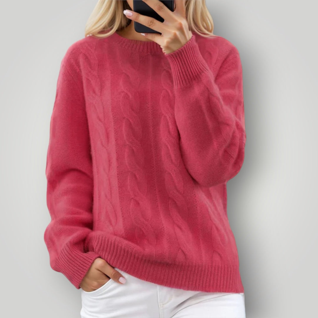 Pull-over en tricot pour femme - Pull d'hiver doux à manches longues