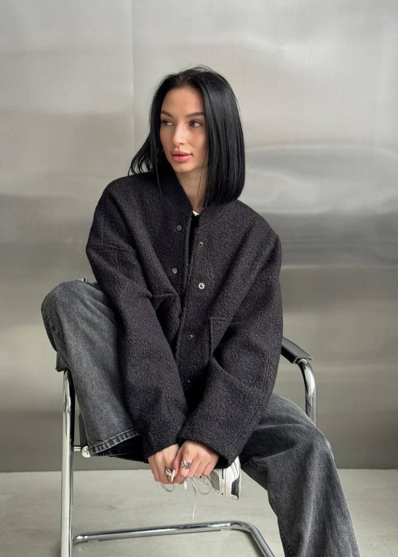 Veste polaire ample avec fermeture boutonnée