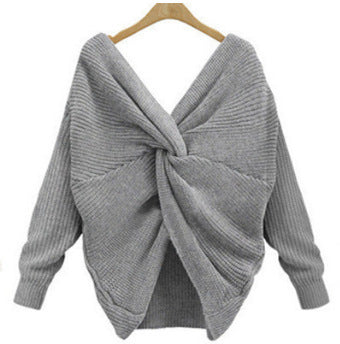 Pull en maille élégant col V femme