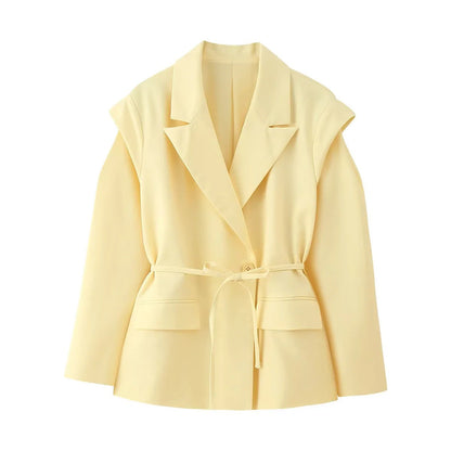 Veste blazer oversize élégante pour femme avec ceinture