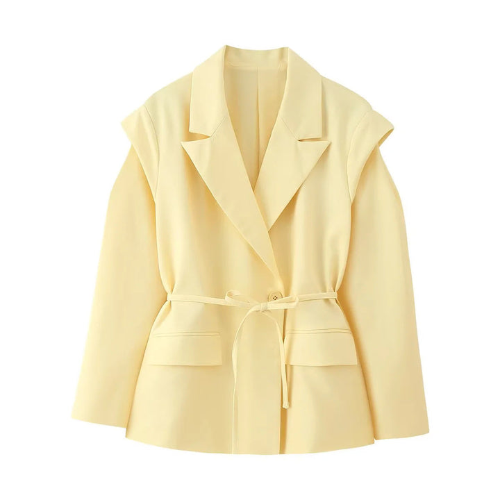 Veste blazer oversize élégante pour femme avec ceinture